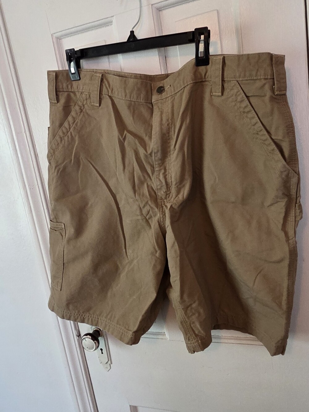 Carhartt Canvas Utility Work Shorts Mens 42 Tan Duck Loose Fit Cargo